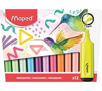 Maped - 12 Surligneurs Fluo’Peps Classic aux Couleurs Éclatantes - Surligneurs Longue Durée pour Usage Scolaire et Professionnel - Pack de 12 couleurs Fluo et Pastel