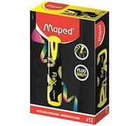 Maped - 12 surligneurs Fluo Peps Flex - Boite 100% carton de 12 surligneurs - Coloris jaune