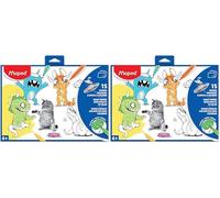 Maped - 15 Papiers Magiques à Effets à Colorier - Format A4 (21 x 29,7 cm) - Coloriage Photo - Pochette Carton réutilisable de 15 Illustrations - Loisirs Créatifs (Lot de 2)