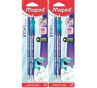 Maped - 2 Crayons à Papier + 1 Guide Doigts Amovible - Guide-doigts en Matière soft de couleur bleu - Outil d’apprentissage Ecriture pour Crayons Graphites (Lot de 2)