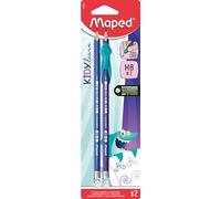 Maped - 2 Crayons à Papier + 1 Guide Doigts Amovible - Guide-doigts en Matière soft de couleur bleu - Outil d’apprentissage Ecriture pour Crayons Graphites