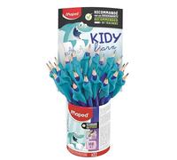 Maped – 22 crayons graphites avec guides-doigts amovibles matière soft bleu – Apprentissage écriture