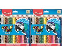 Maped - 24 Crayons de Couleur Color'Peps Animals FSC - Crayon Triangulaire (Lot de 2)