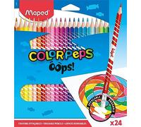 Maped Crayons de coloriage Color'Peps Couleur Oops – effaçables, embout gomme, pochette 24