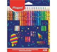 Maped - 24 Crayons de couleur Pixel Party - en résine - pour enfants - Mine résistante - Forme Triangulaire Ergonomique