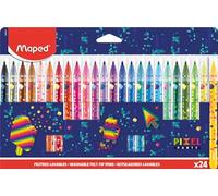 Maped - 24 Feutres de Coloriage Pixel Party - Feutre de Couleur pour Dessin Enfants - Lavable avec Pointe Moyenne Bloquée