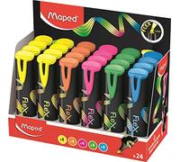 Maped - 24 surligneurs Fluo'Peps Flex - Pointe Souple et Flexible - Display x24 - Coloris : jaune, bleu, vert, rose et orange