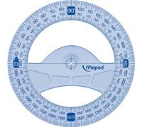 Rapporteur Geometric 360° - MAPED - 12 cm - Plastique transparent - Graduation en couleur - Résistant UV