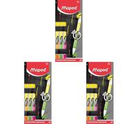 Maped - 3 Surligneurs Fluo Peps Duo - Stylos Fluo 2 en 1 avec Double Pointe - Confort d'Écriture sur Tous Types de Papier - Feutre Fluo Ergonomique Jaune + Vert + Rose + Orange (Lot de 3)