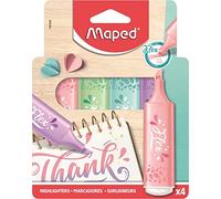 Maped Surligneurs FLEX Pastel - Pointe biseautée et flexible - 4 couleurs pastel aléatoires