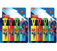 Maped - 4 surligneurs Superman aux Couleurs Éclatantes - Pointe biseautée - Surligneurs Longue Durée pour Usage Scolaire et Professionnel - Jaune + Rouge + Vert + Bleu (Lot de 2)