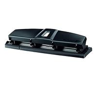 MAPED OFFICE - Perforatrice 4 Trous - Perforeuse A4 Métal pour 10 à 12 Feuilles - Avec Système de Calage Optimisé sur les Anneaux du Classeur et Trappe à Confettis - Gamme Essentials - Noir