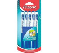 Maped – 5 feutres effaçables à sec Marker’Peps + chiffonnette – bleu – pointe 1,5 mm