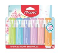 Maped Surligneurs Original – Lot de 6, pointe biseautée, longue durée – Couleurs pastel