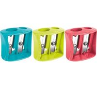 Maped - Matériel scolaire - Présentoir de 20 taille-crayons Vivo - Possède 2 trous pour aiguiser - Taille compacte pour la trousse - Forme ergonomique - 3 couleurs différentes