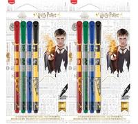 Maped 749600-4 Feutres Graph'Peps Harry Potter - Pointe Moyenne 0,8 mm - Confort d'Écriture et Dessin - 4 Stylos Feutres Noir, Vert, Rouge, Bleu (Lot de 2)