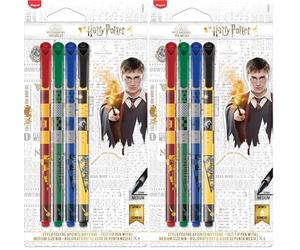 Maped 749600-4 Feutres Graph'Peps Harry Potter - Pointe Moyenne 0,8 mm - Confort d'Écriture et Dessin - 4 Stylos Feutres Noir, Vert, Rouge, Bleu (Lot de 2)