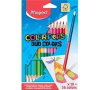 Maped 829601 Maped Crayon de couleur triangulaire COLOR'PEPS DUO, étui carton de 18 pièces