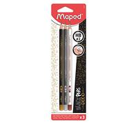 Maped 850018 - 3 crayons à papier Black Peps Deco HB-moyen/noir/or, noir/argent, blanc/cuivre