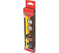 Crayon à papier B Maped Graphite Black'Pep's embout gomme - Boîte de 12 Crayons Graphite G