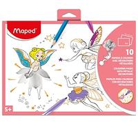 Maped - Activités de coloriage - Papiers à peindre - Motifs avec décorations métalliques - Effet brillant - 10 illustrations différentes - 21 x 29,7 cm