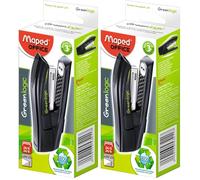Maped - Agrafeuse Half-strip Greenlogic - Agrafeuse 100% en plastique recyclé - Agrafeuse de bureau compatible agrafes 24/6 et 26/6 - Noire (Lot de 2)