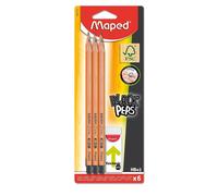 MAPED - Assortiment de 6 crayons graphite triangulaires + 1 gomme