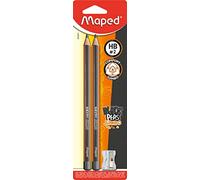 Maped Black Peps Jumbo M854041 Lot de 3 crayons avec taille-crayon Gris/orange