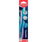 maped BLACK'PEPS NIGHTFALL Crayons HB naturel avec gomme, 6 pcs.