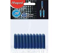 MAPED Blister de 20 Cartouches d'encre bleue effaçable standard