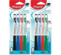 Maped Blister de 4 Feutres pour tableaux blancs Marker'Peps 1,5 mm Assortis (Lot de 2)