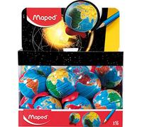 Maped Boîte de 10 taille-crayons 1 trou en forme de globe terrestre Présentoir inclus