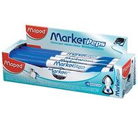 Maped - Boîte de 12 Feutres Effaçables à Sec Marker’Peps - Feutres Ardoises et Tableaux Blancs - Marqueurs Non Permanents - Pointe Medium 1,5 mm - Bleu
