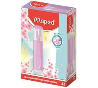 Maped - Boîte de 12 surligneurs Fluo’Peps Classic Pastel Violet - Surligneurs violet pastel - Pointe biseautée