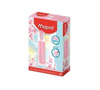 Maped - Boîte de 12 Surligneurs Fluo’Peps Pastel - Pointe Biseautée - Surligneurs Longue Durée pour Usage Scolaire et Professionnel - Rose Pastel 742576