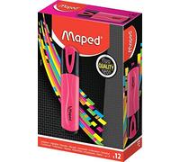 Maped - Boîte de 12 Surligneurs Fluo'Peps Classic, Coloris Rose