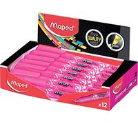 Maped - Boîte de 12 Surligneurs Fluo'Peps Pen Rose - Ergonomiques