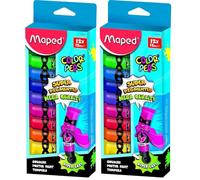 Maped - Boîte de 12 tubes de gouache couleurs super pigmentées, bouchon (Lot de 2)