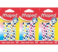 Maped CHECKERBOARD Lot de 2 gommes - Gomme à crayon pour l'école et le bureau - Gomme en plastique solide avec pouvoir effacement propre, format compact pour trousse à crayons, design intemporel