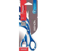 Maped - Ciseaux Zenoa Fit 17 cm - Ciseaux Adultes avec Anneaux Symétriques Ergonomique 3D - Ciseaux Ambidextres - Lamelles Décorées et Amorties Anti-Douleur - Coloris Bleu