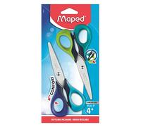 Maped - Ciseaux Ergonomiques Sensoft 13 cm Lames Inox Bleu/Vert 2 Paires