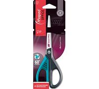 Maped - Ciseaux Essentials Green Deco 17 cm - Symétrique - Poignées ergonomiques 2D - Poignées ergonomiques 2D - Design intemporel - Couleurs de poignée tendance