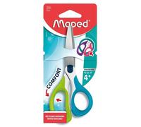 Maped - Ciseaux Sensoft Asymétriques - Ciseaux Enfants avec Anneaux Souples - Ciseaux Scolaires 13cm. dès 4 Ans - Coloris Vert