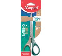Maped - Ciseaux Shape Smiling Planet - Ciseaux Responsables - Stabilité et Précision - Anneaux 50% Fibre de Bois Certifié FSC - Ergonomie 3D - Lame 16cm en Acier Inox