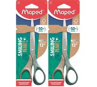 Maped - Ciseaux Shape Smiling Planet - Ciseaux Responsables - Stabilité et Précision - Anneaux 50% Fibre de Bois Certifié FSC - Ergonomie 3D - Lame 16cm en Acier Inox (Lot de 2)