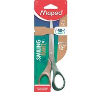 Maped - Ciseaux Shape Smiling Planet - Ciseaux Responsables - Stabilité et Précision - Anneaux 50% Fibre de Bois Certifié FSC - Ergonomie 3D - Lame 16cm en Acier Inox