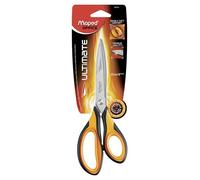 Maped - Ciseaux - Ultimate 21 cm ambidextres - asymétriques, anneaux ergonomiques - Orange et Noir