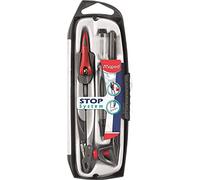 Maped - Coffret Compas Maped Stop System 5 pièces - Système de Verrouillage Breveté - Tracé Parfait - Avec Sécurité Protège Pointe - Compas Mine + Bague + Porte-mine 0.5 mm + Étui et Taille Mines