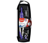 Maped - Coffret Origin 3 Pièces - Fabrication Française - Compas Scolaire + Bague Universelle + Étui-Mines - Avec Sécurité Protège Pointe et Mine + Branches en Acier - Coloris Aléatoire