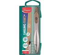 Maped - Coffret compas Study Smiling Planet Mine - Le compas responsable - Chape de la bague composée à 50% de Fibres de Bois certifiées FSC - Branches en métal - A Partir de 10 Ans